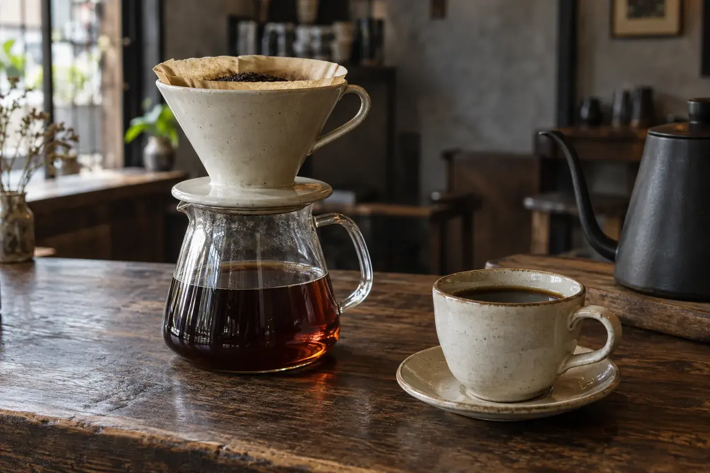 おすすめのハンドドリップ。陶器のドリッパーとコーヒーサーバー